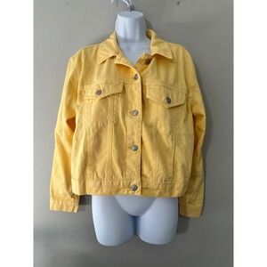 Topshop MOTO Yellow Denim Jacket Size US 10 UK 14‎ Jean Button Up